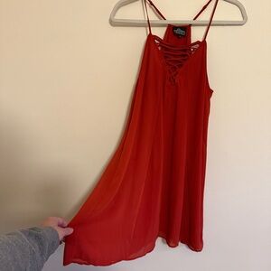 Burnt Oranges Strappy Dress with Lace-Up Front